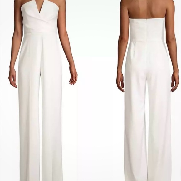 JAYGODFREY Pants - JAYGODFREY NWT White Plunging Halter Jumpsuit with Open Back, size 0